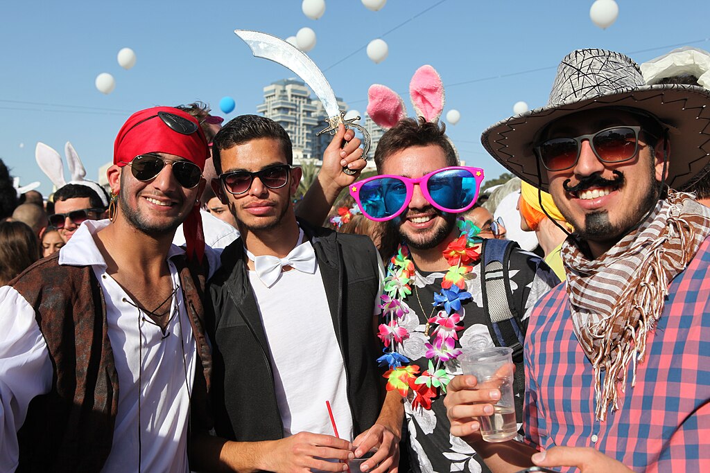 Purim Street Party in Israel, 2015 Wikimedia Commons)