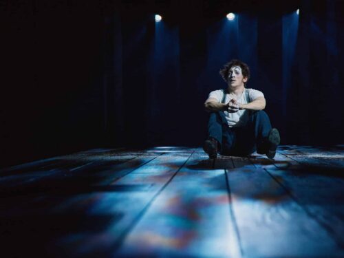 Ethan Slater as Marcel Marceau in "Marcel on the Train" (Emilio Madrid)