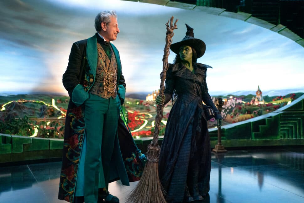 Jeff Goldblum as the Wizard and Cynthia Erivo as Elphaba (Universal Pictures)