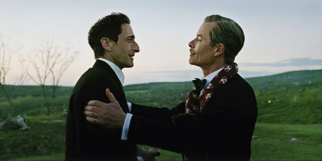 Adrien Brody and Alessandro Nivola in "The Brutalist."