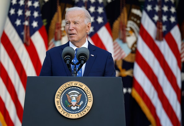 WASHINGTON, DC - NOVEMBER 26: U.S. President Joe Biden delivers remarks from the Rose Garden at the White House on November 26, 2024 in Washington, DC. Biden spoke on the ceasefire agreement between Israel and Hezbollah.  (Photo by Kevin Dietsch/Getty Images)