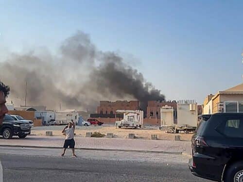 This frame grab taken from an AFPTV footage shows smoke billowing after explosions in Qatar's capital Doha on September 9, 2025. An Israeli military official told AFP that the military had carried out air strikes on Doha on September 9 in an operation targeting senior leaders of Palestinian terrorist group Hamas.