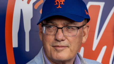 Port St. Lucie, Fla.: New York Mets owner Steve Cohen speaks to the media during the team's spring training workout, at Clover Park in Port St. Lucie, Fla., Feb. 16, 2026. (Photo by Alejandra Villa Loarca/Newsday RM via Getty Images)