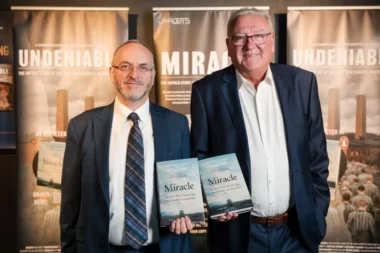 Rabbi Naftali Schiff, left, and Michael Calvin, co-authors of the book "Miracle." (Jacob Gersch photography)