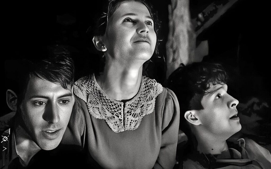 At night, Moshe, Yuna (Anisa Stasevich) and Demyan (Petro Ninovski) ponder the future.