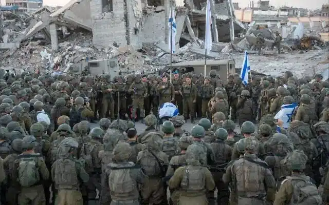 IDF Chief of Staff Lt. Gen. Eyal Zamir joins troops for to honor hostage Master Sgt. Ran Gvili after his body was recovered in Gaza City, on January 26, 2026. (Israel Defense Forces)