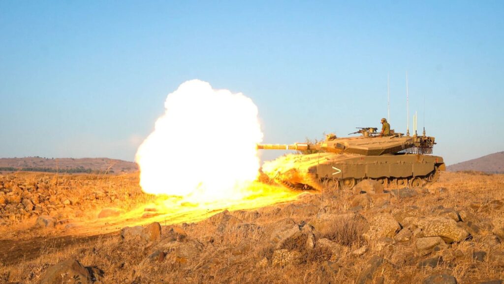 An IDF tank fires near the northern border. September 2024 