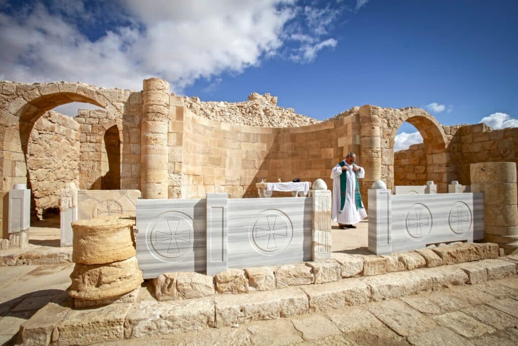 Excavations at the Old City of Avdat, site of a ruined Nabataean city in the Negev desert. Photo by Doron Horowitz/FLASH90