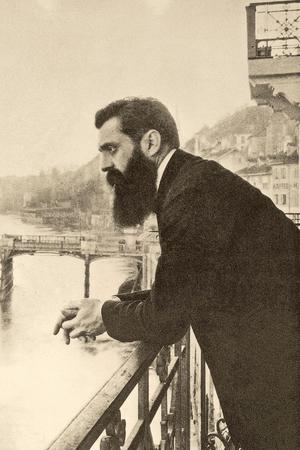 Theodor Herzl on the balcony in Basel