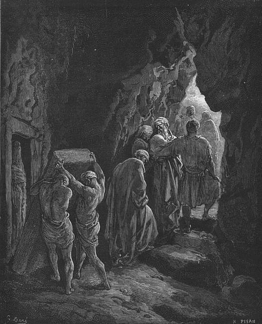The burial of Sarah. Genesis 23:19. Illustration by Gustave Doré (Wikimedia Commons)