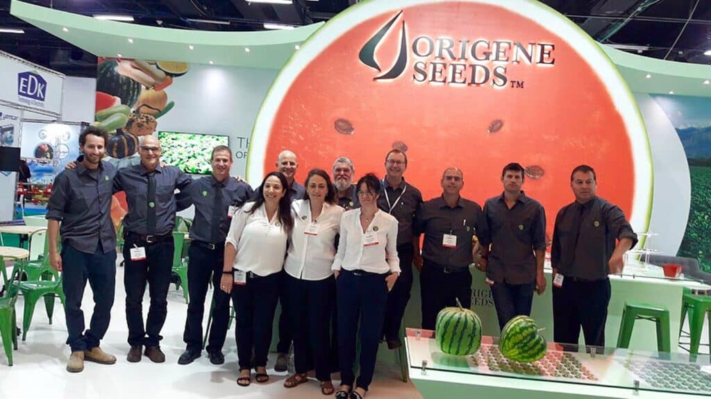 Origene’s booth at Agritech, May 2018, Tel Aviv. Photo: courtesy