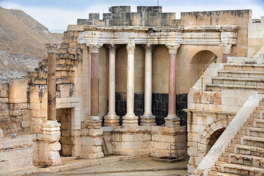An ancient street and columns in Beit Shean National Park, Israel. Photo by Shutterstock